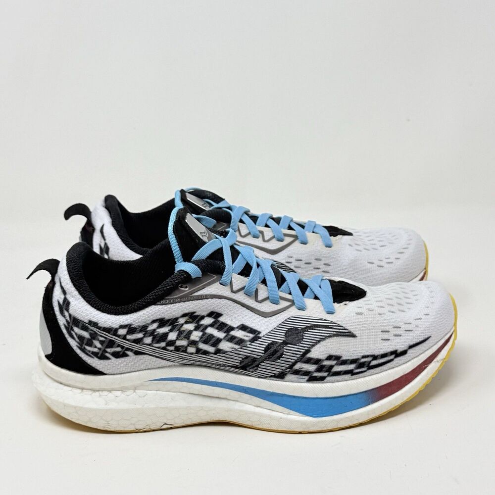 Saucony Endorphin Speed 2 Mens 9 White Mesh Lightweight Running Shoes Sneakers